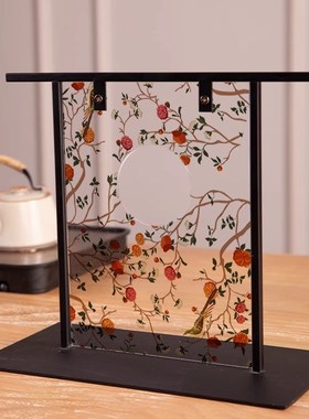 中式桌面小屏风禅意茶台茶桌氛围布置古风隔O断装饰品宋代美学摆