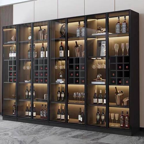 轻奢酒柜现代简约靠墙客厅玻璃门展示柜子小型高档家用收纳储物柜