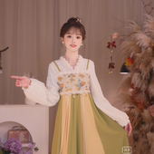 绿蝶飞舞 冬款 氛围感原创国风长款 瑶西 女中式 汉服连衣裙