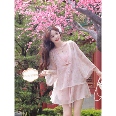 瑶西【海棠未眠】粉色巨好看的裙子新款爆款汉服新中式短裙套装