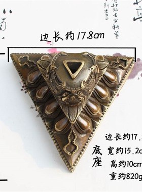 特大号精品金刚杵k铜普巴铜杵三面马头明王金刚撅法器带底座摆件