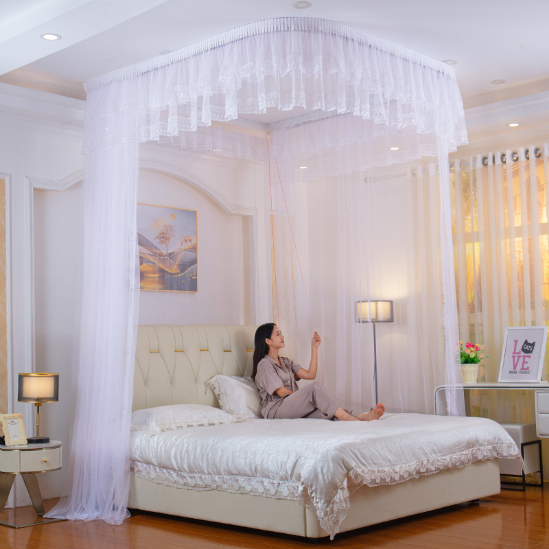 U型导轨蚊帐1.8x2米加固吊y顶吸顶轨道1.5米床家用双人拉幕式支架