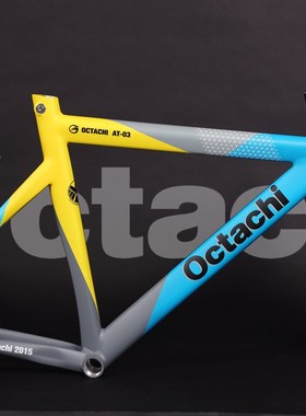 @自行车八霸-03单速死场框架集全碳前叉锥形头管Z蓝色和黄色