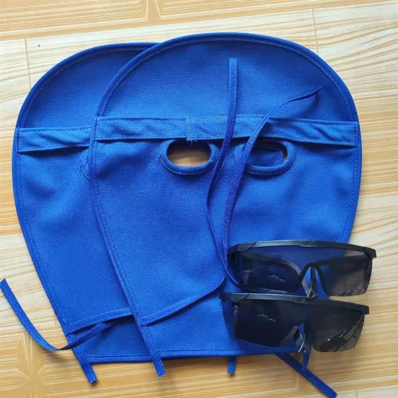 电焊工面罩3护脸电焊防护用x品防拷脸焊工眼镜布料帆布二保焊加长