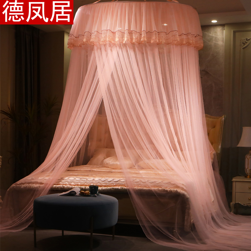 圆顶吊顶蚊帐欧式圆l形吸顶公主1.5m1.8米床吊挂式加大免安装家用