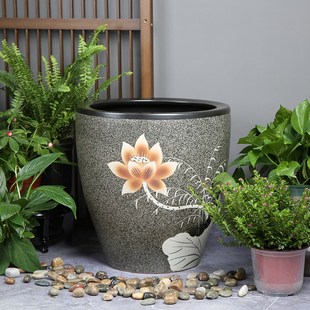 干花插花阳台荷花缸造景家居鱼缸种树盆栽客厅加高画卷字画收纳缸