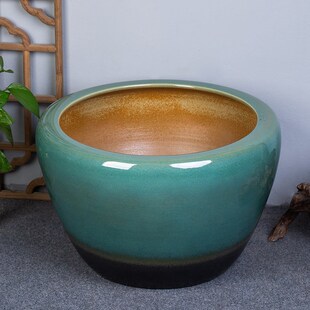 大型绿植盆栽阳台花盆陶瓷荷花缸鱼缸室内花卉书房画卷缸新房装饰