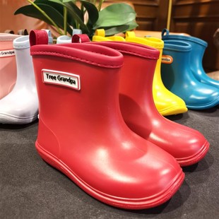 男女小学生防滑中筒可爱幼儿园防水鞋 新简约轻便大g树爷爷雨鞋 雨