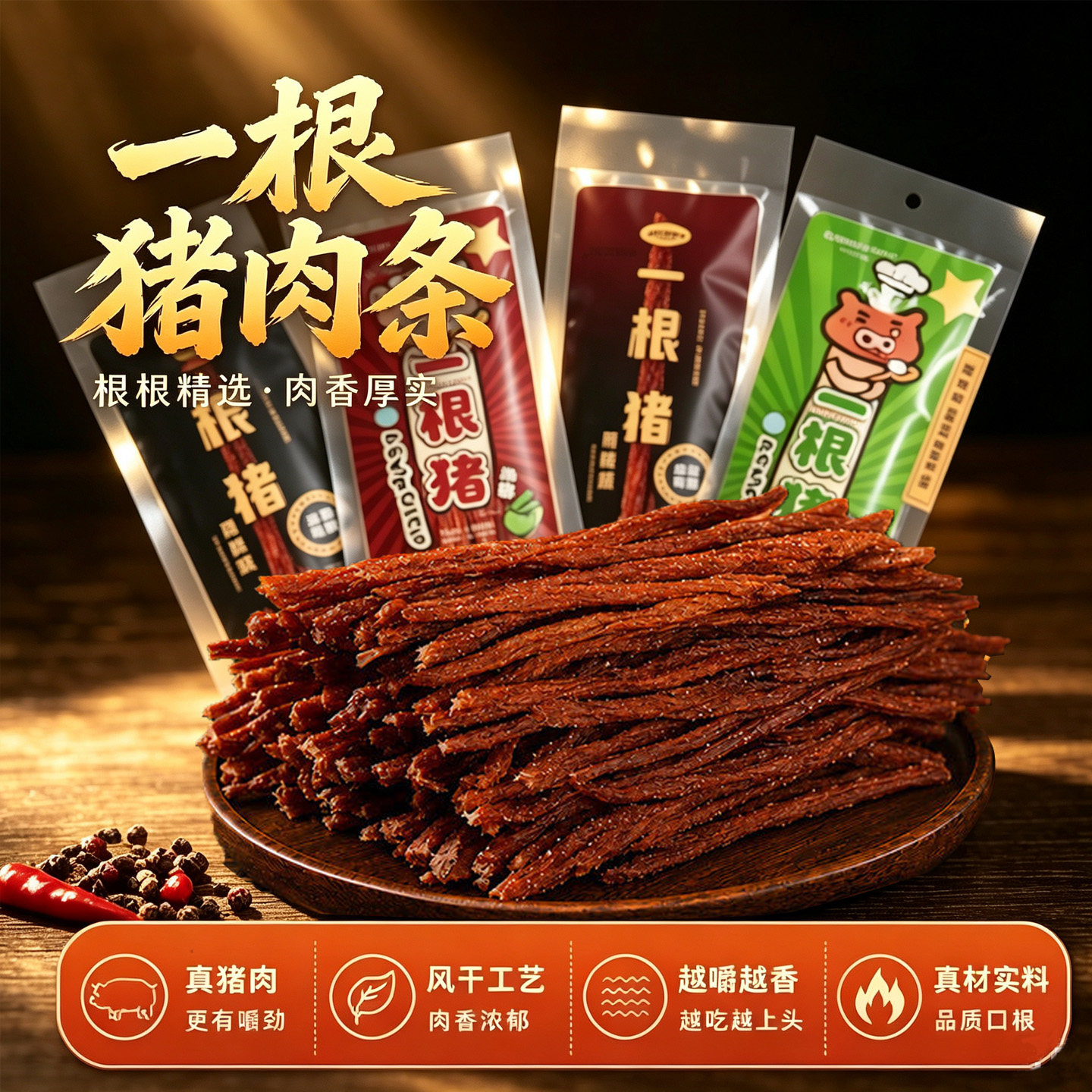 山姆同款猪肉干风干一根猪猪肉条办公室休闲巨好吃解馋耐吃小零食