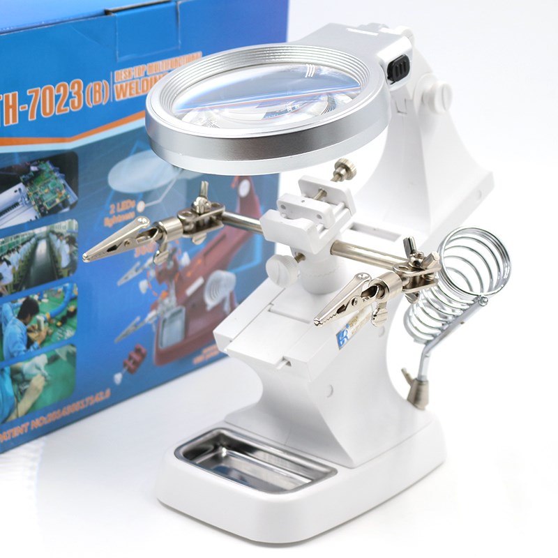 台式放大镜3倍4.5倍带环形led灯支架式烙铁焊接主板维修工作台灯