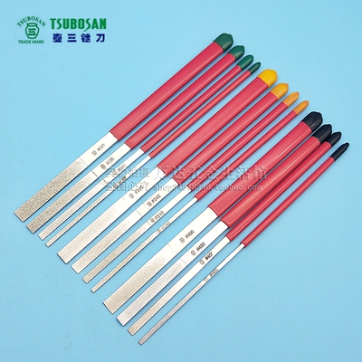日本壶三平斜锉刀12支组 TSUBOSAN钻石平斜锉180mm合金矬什锦扁锉
