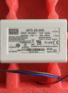 台湾明纬防水LED恒流电源 APC-35-500 35W 25-70V500mA 原装正品