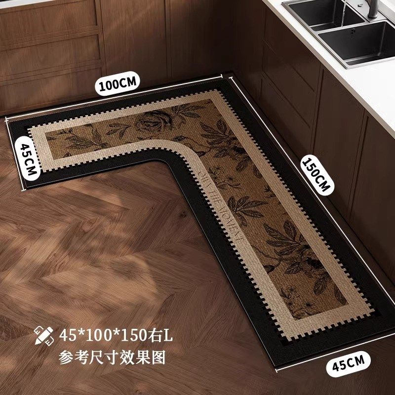高端厨房专用地垫防滑防油可擦免洗耐脏吸水7字l型防水边地毯脚垫,居家布艺,厨房地垫,淘宝优惠券,粉丝福利购,淘宝优惠卷