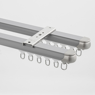 全 侧装 窗帘轨道挂钩式 铝合金滑轨纳米静音加M厚单杆双杆顶装