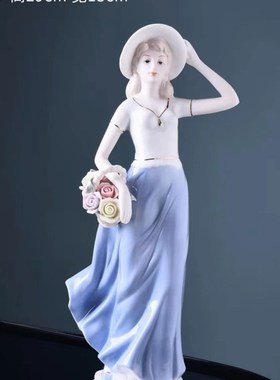 欧式家居装饰g品陶瓷摆件客厅酒柜电视柜房间西洋美女陶瓷工艺品