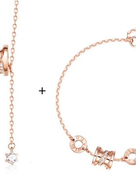 范琦银饰 e小蛮腰手链女925银玫瑰金气质简约手饰七夕礼物