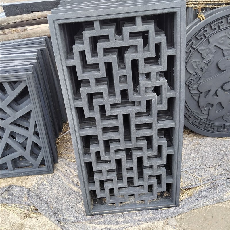 仿古砖雕中式庭院影t墙复古雕花窗饰挂件雕花窗浮雕