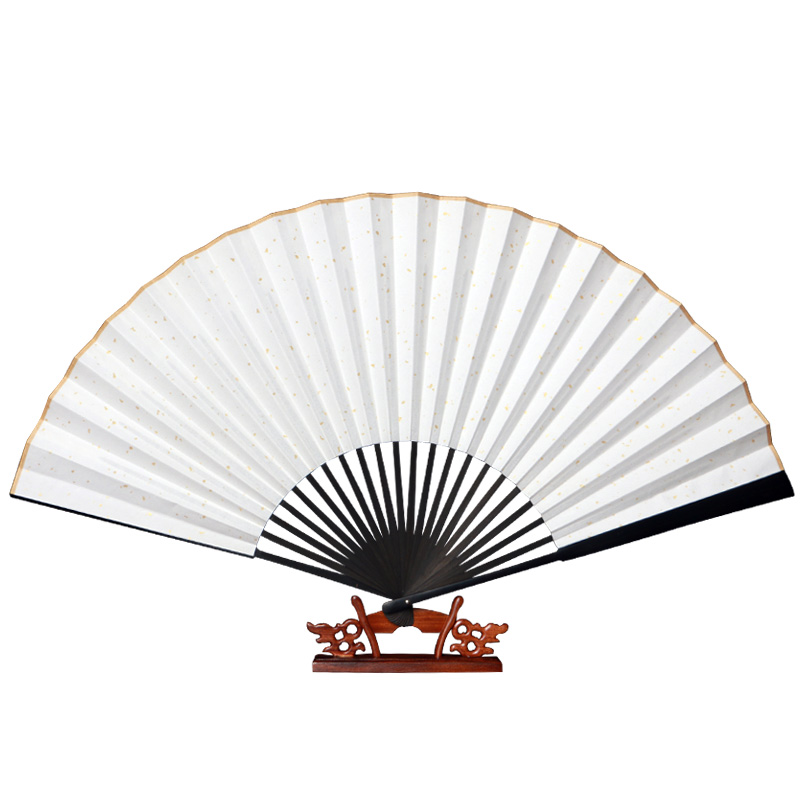 酒吧蹦迪b扇子 12寸油竹节扇子 宣纸折扇空白手工扇面