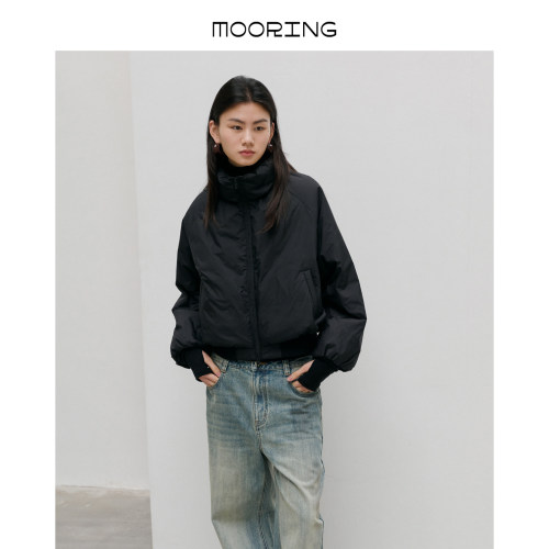 MOORING泊 26冬轻量短款鹅绒服立领宽松小个子羽绒服上衣外套