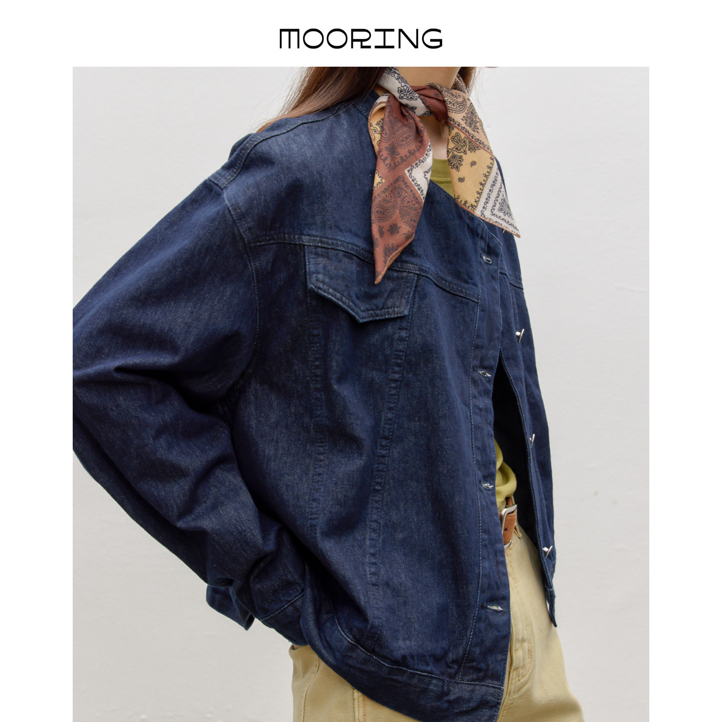 MOORING泊牛仔外套女2026年春秋新款修身百搭短款夹克上衣小立领,女装/女士精品,短外套,淘宝优惠券,粉丝福利购,淘宝优惠卷