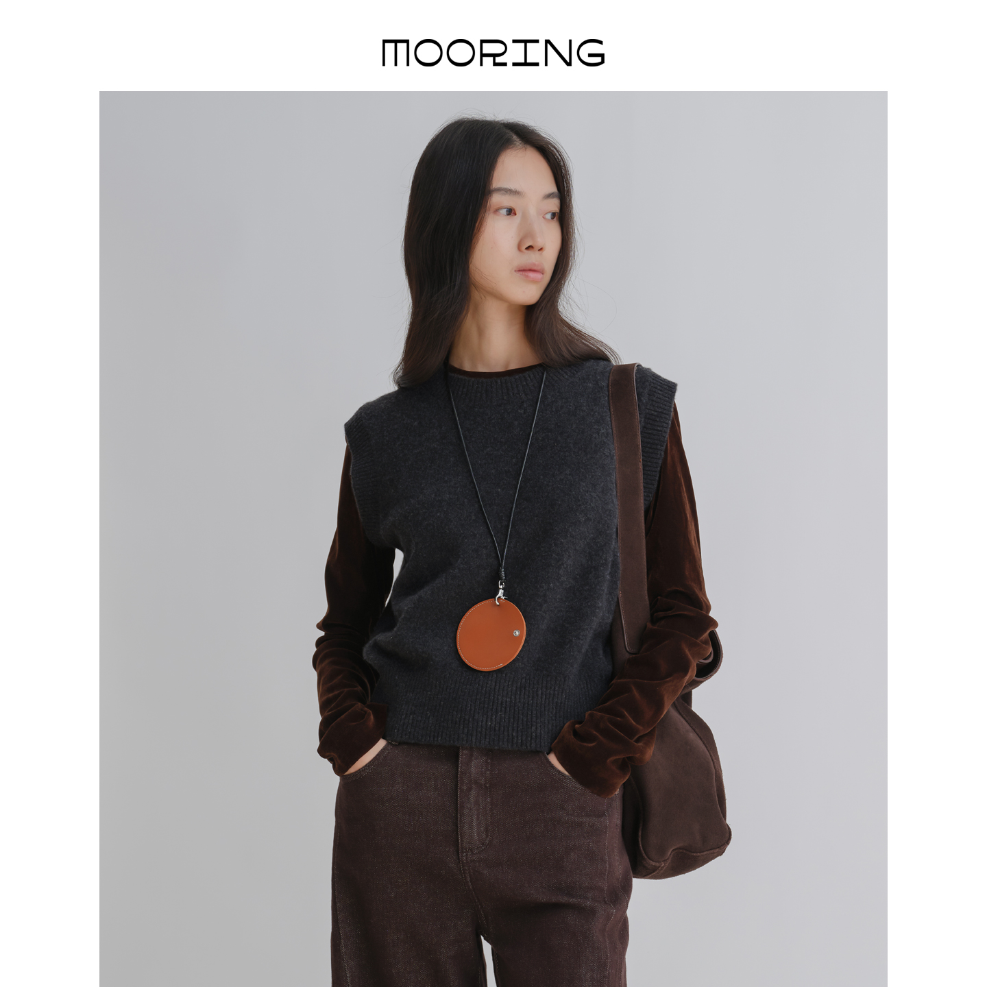 MOORING泊 极简松驰感羊毛无袖针织上衣秋冬叠穿套头背心女