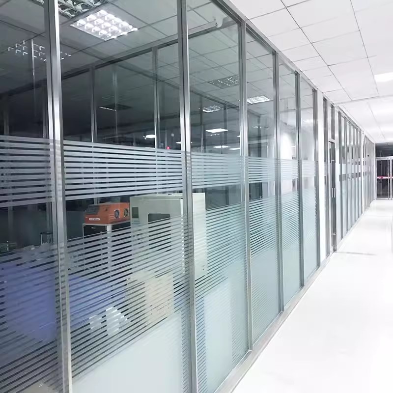 细条纹玻璃贴膜磨砂静电无胶半透明防撞条办公室U百叶窗隔断窗贴