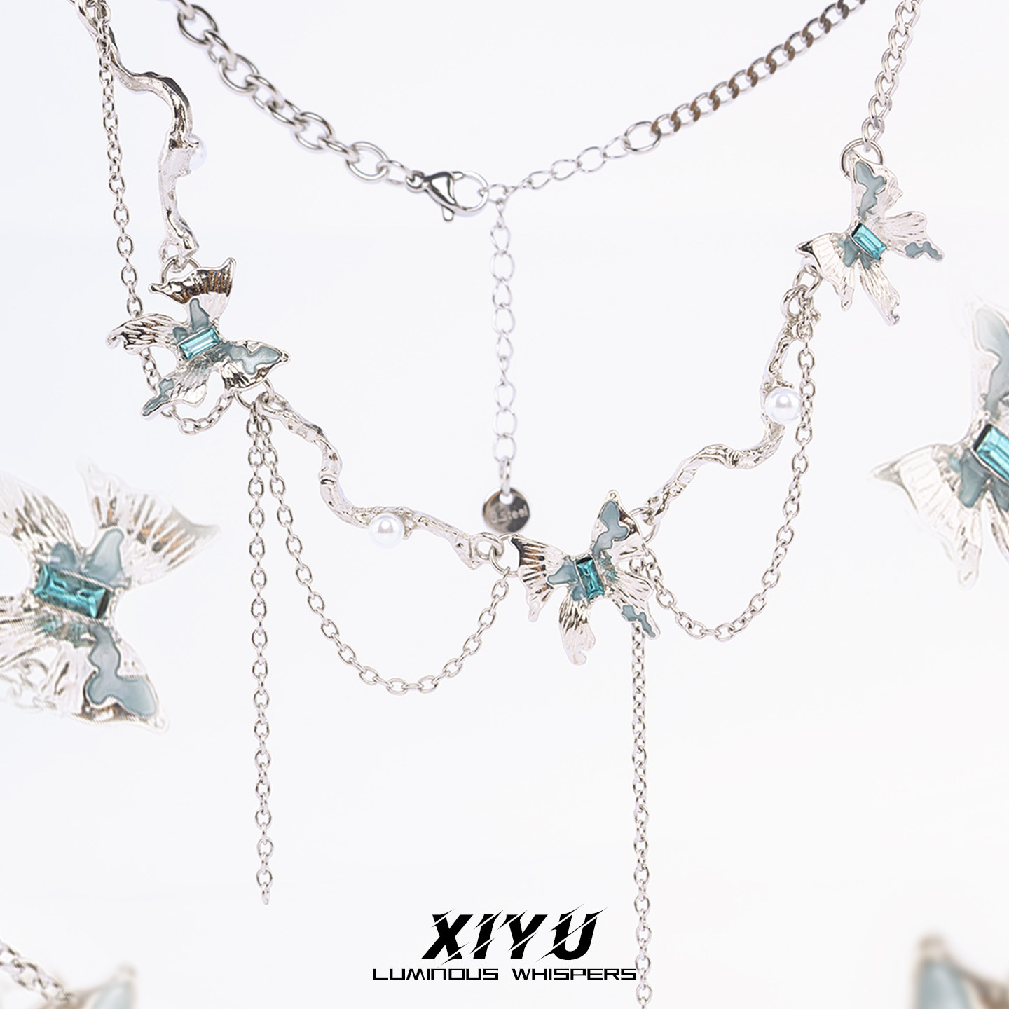 项链高级感轻奢小众原创设计冰川蝴蝶流苏女款多巴胺不掉色锁骨链