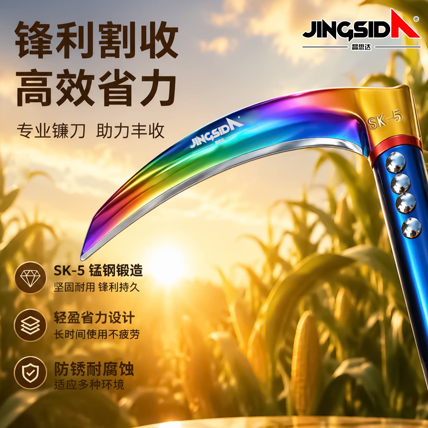 【割玉米专用】七彩电镀防锈镰刀图片