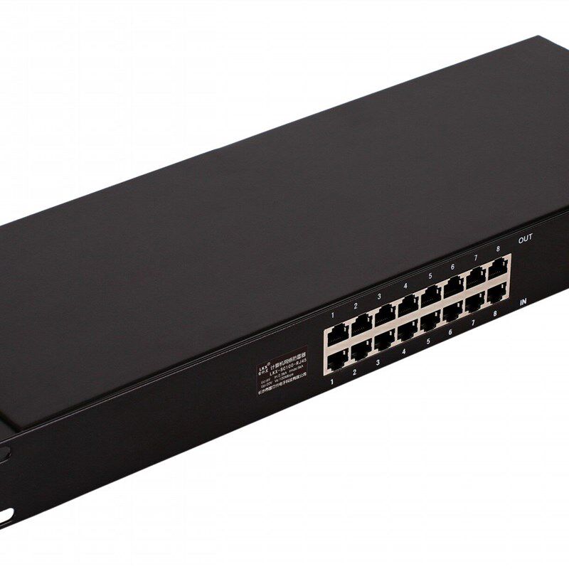 8口网络防雷器百千兆机架式交换机浪涌保护器LKX-SC1000-RJ45-POE