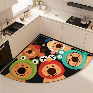 高端厨房专用l型硅藻泥扇形地垫防油吸水防滑垫家用地毯垫可裁剪