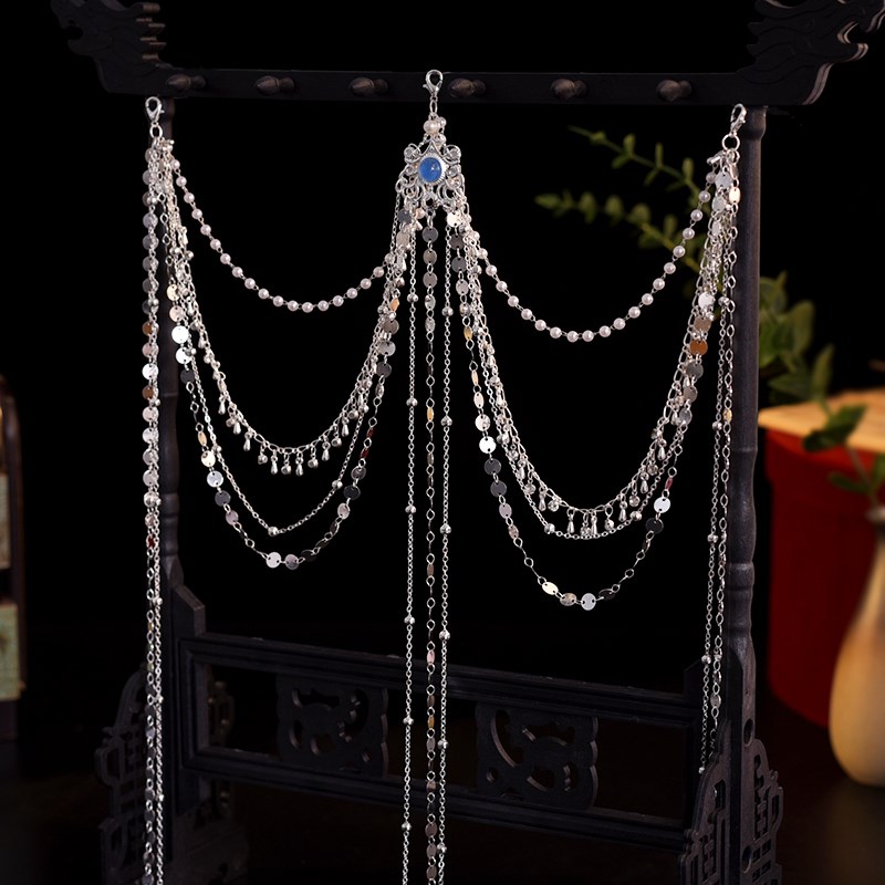 原创古风c压襟异域风情服饰 金色腰链飞天流苏百搭长流苏腰间配饰