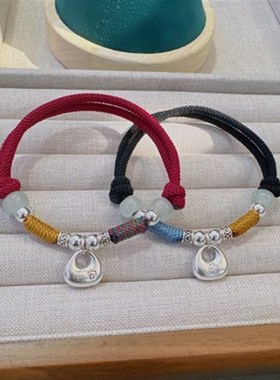 银坨坨实心足银999平安小胖福袋红绳本命L年盘缠手链情侣男女礼物