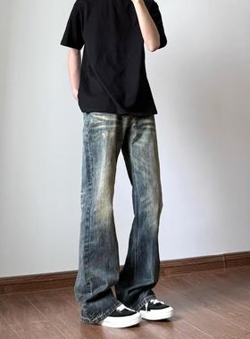 1995NVM春秋季美式高街复古牛仔裤男款水洗直筒修身显腿长微喇裤