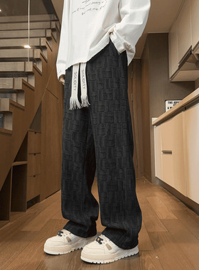 1995NVM格纹灯芯绒休闲裤男冬季新款潮牌百搭宽松加绒保暖直筒裤