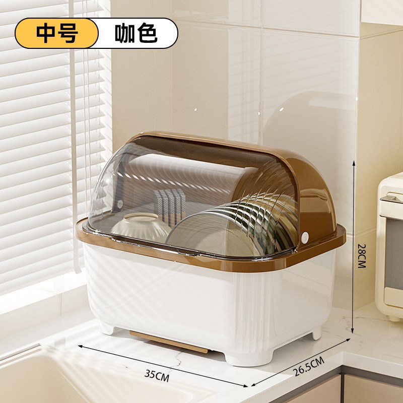 放碗盘柜塑料家用厨m房沥水碗架装餐具碗筷碗碟架收纳盒带盖子箱