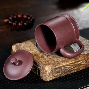 宜兴紫砂杯纯全手工泡茶杯非陶瓷带盖L杯子原矿紫泥茶具套装