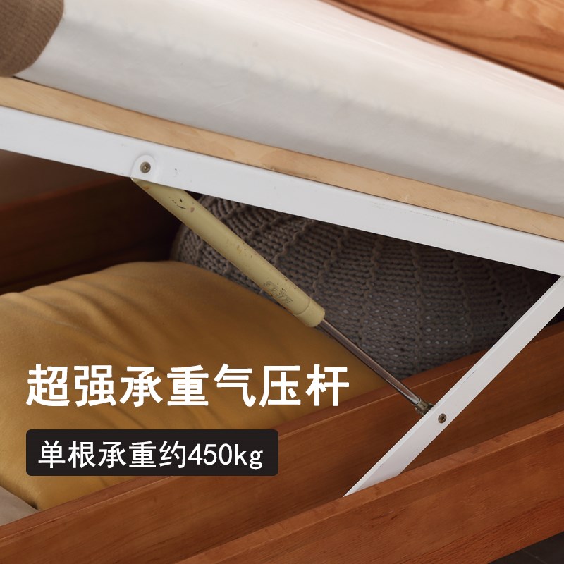 白蜡木实木床日式简约小户型无床头腿悬浮高箱储T物收纳双人榻榻