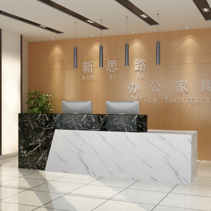 前台接待台公司前台桌收银台吧台咨询台办公桌烤S漆前台仿大理石