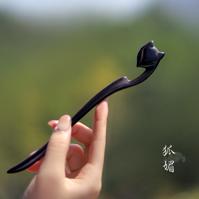 檀木发簪古风新中式发詹木质日常盘发高级K感发钗簪子简约现代木