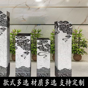 拴马桩天然石雕仿古石柱石狮子摆件庭院青石家用别墅中式柱麒麟庄