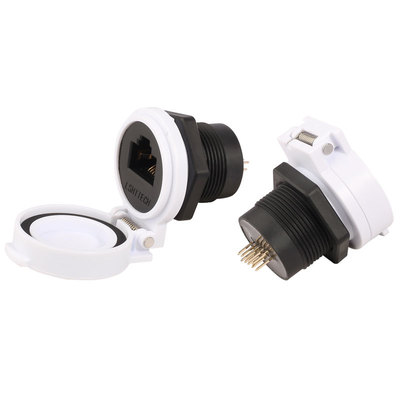 龙仕lshitech网线航空插头 rj45防水连接器 8P8C带屏蔽网络转接头