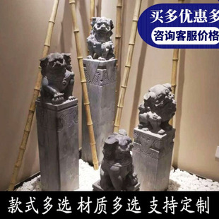 拴马桩石雕仿古栓马石做旧貔貅狮子招财柱麒麟四大神兽柱子摆件