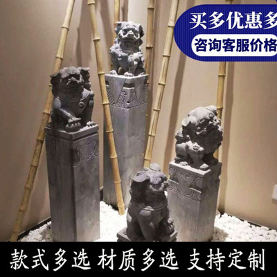 拴马桩石雕仿古栓马石做旧貔貅狮子招财柱麒麟四大神兽柱子摆件
