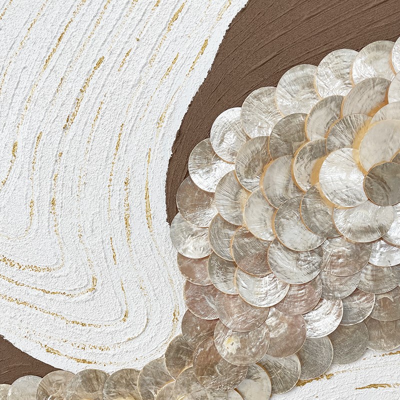 设计师款手绘油画轻奢欧式贝壳装饰画客厅卧室壁饰挂画走廊两联画图片