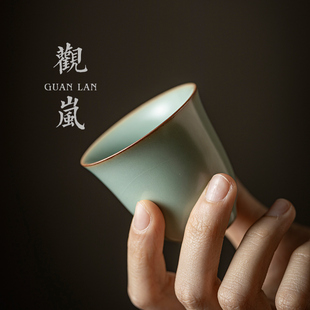 天青汝窑茶杯高端个人主人杯手工茶具陶瓷品茗杯男女复古单杯