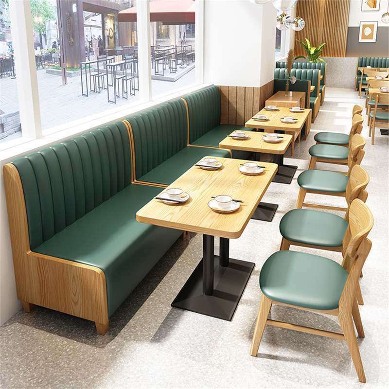 咖啡西餐厅储物卡座沙发餐饮饭店甜品奶茶店餐馆实木桌椅组合