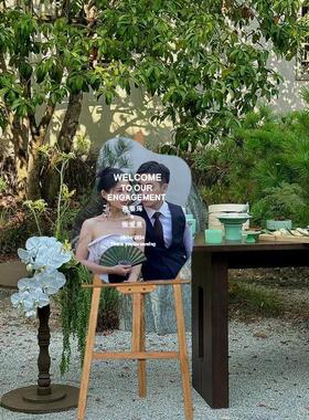 简约风异形落地镜生日仪式感拉满的迎宾镜开业迎宾牌kt板装饰道具