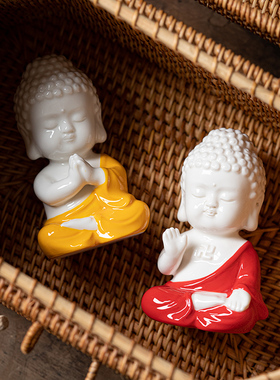 久造禅意陶瓷小如来摆件创意佛系家居佛像装饰摆设车载用品保平安