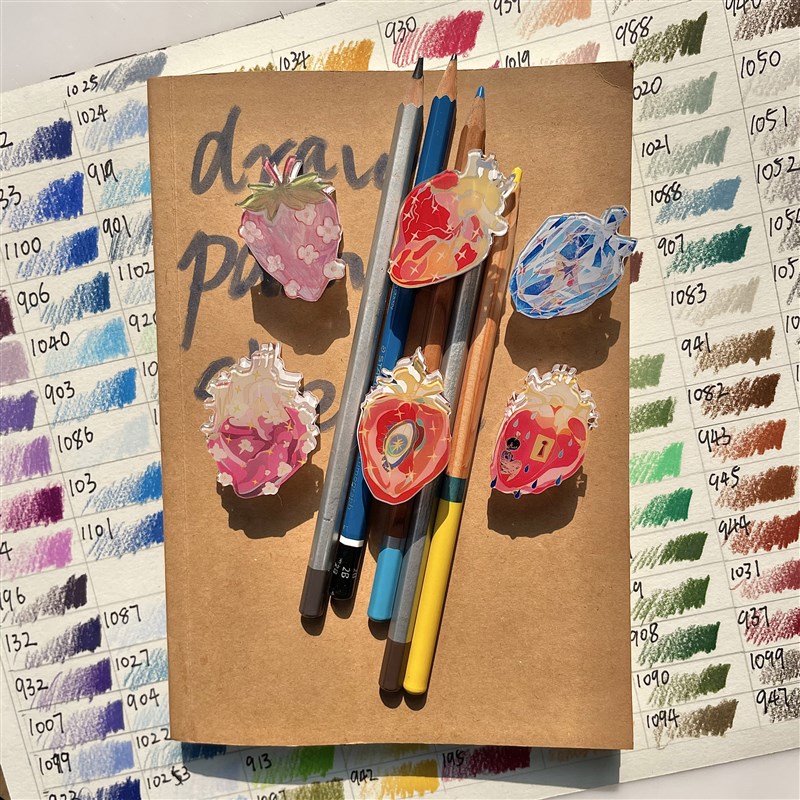 九水巷丨心脏夹子丨插画卡通亚克力pp夹便签照片夹手账装饰