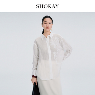 SHOKAY绣嘉女士立体珠片绣衬衫